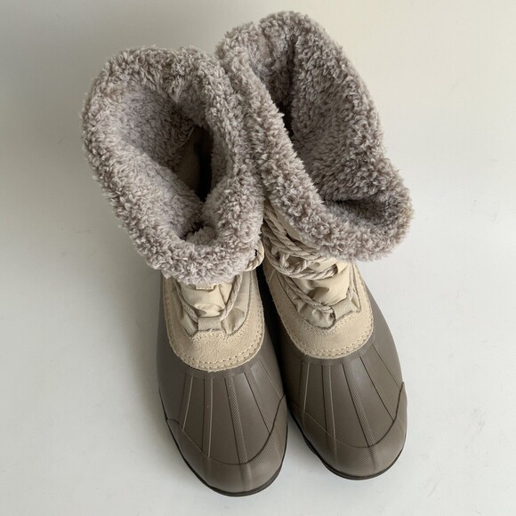 Sperry Syren Duck Boots Strait Lace-up Rain Shoes Beige 7 - Picture 12 of 13